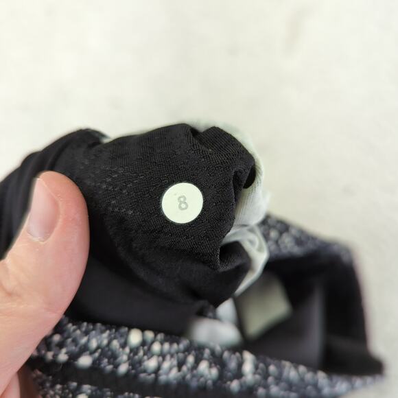 Lululemon Outrun Crop Legging Capri Pocket Black White Speckle Pattern Women's 8 - Picture 3 of 3